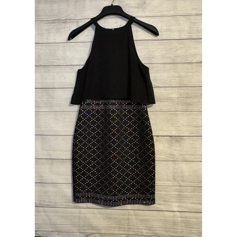 GUESS Women's Black Halter Embellished Cocktail Dress Size S